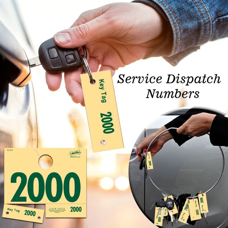 Versa-Tags 1000 Automotive Service Dispatch Numbers Mirror Hang Tags Numbered 2000-2999 RL78 Style Red Green Service Dispatch Numbers Manilla Card Stock with 1.25 Slotted Hang Cutout - Image 2